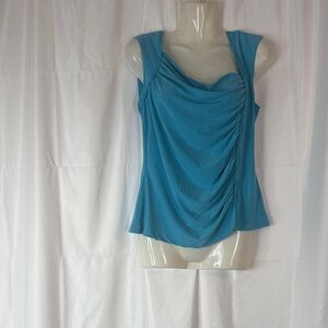 Elegant Blue Draped Women's Tank Top